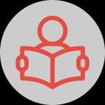 punainen hahmo lukemassa