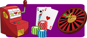 hedelmäpeli, pokeri ja ruletti