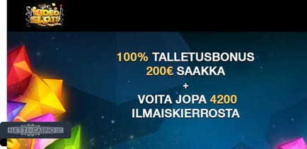 Videoslots 100% talletusbonus 200€ sakkaa